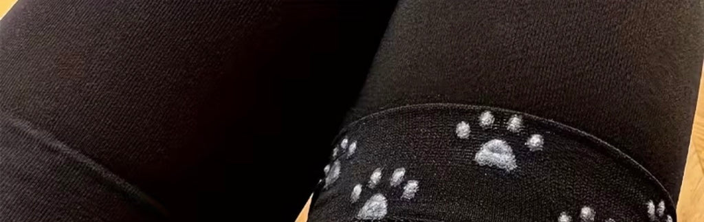 Mi‑bas fins “Paw Grip” Noir – Empreintes de chat